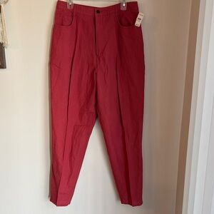 Talbots vintage Women’s linen high rise Red pink cotton blend Pants size 16 NWT